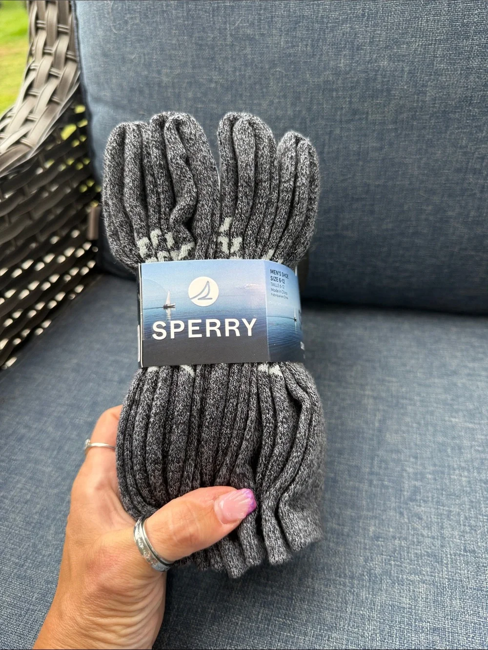 Sperry Crew Socks Pack in Black and Gray